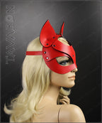 Red leather cat mask