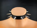 Leather choker collar with spikes