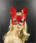 Red leather cat mask