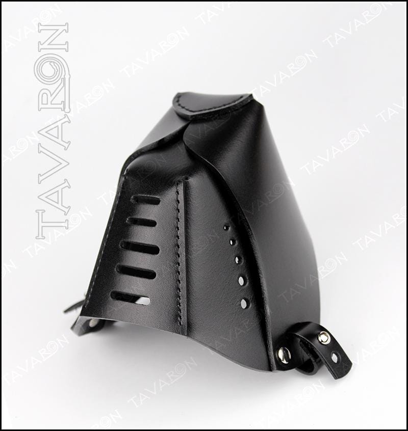 Leather dog mask with hanging ears