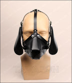 Leather dog mask with hanging ears