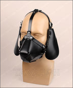 Leather dog mask with hanging ears