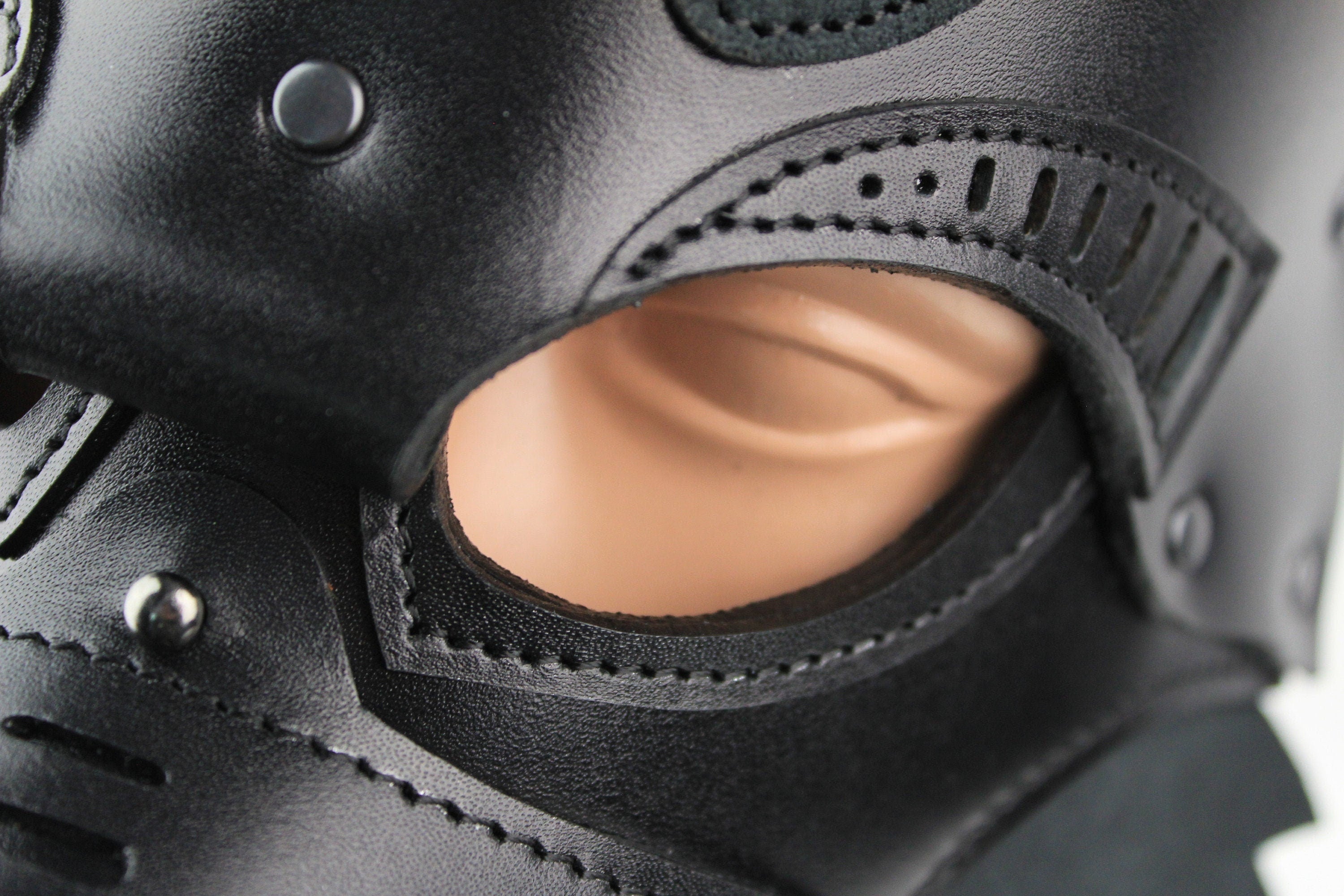 Leather black fox wolf mask