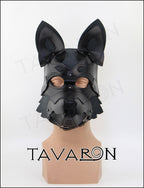 Leather black fox wolf mask