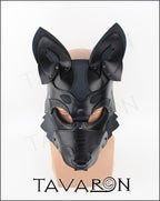 Leather black fox wolf mask