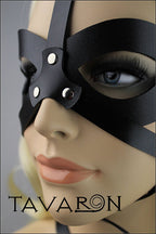 Black leather bunny mask with harness tail
