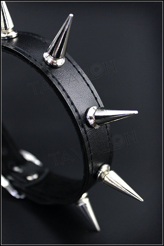 Leather choker collar with spikes