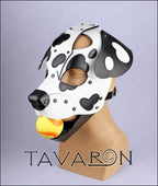Leather dalmatian mask with moving jaw