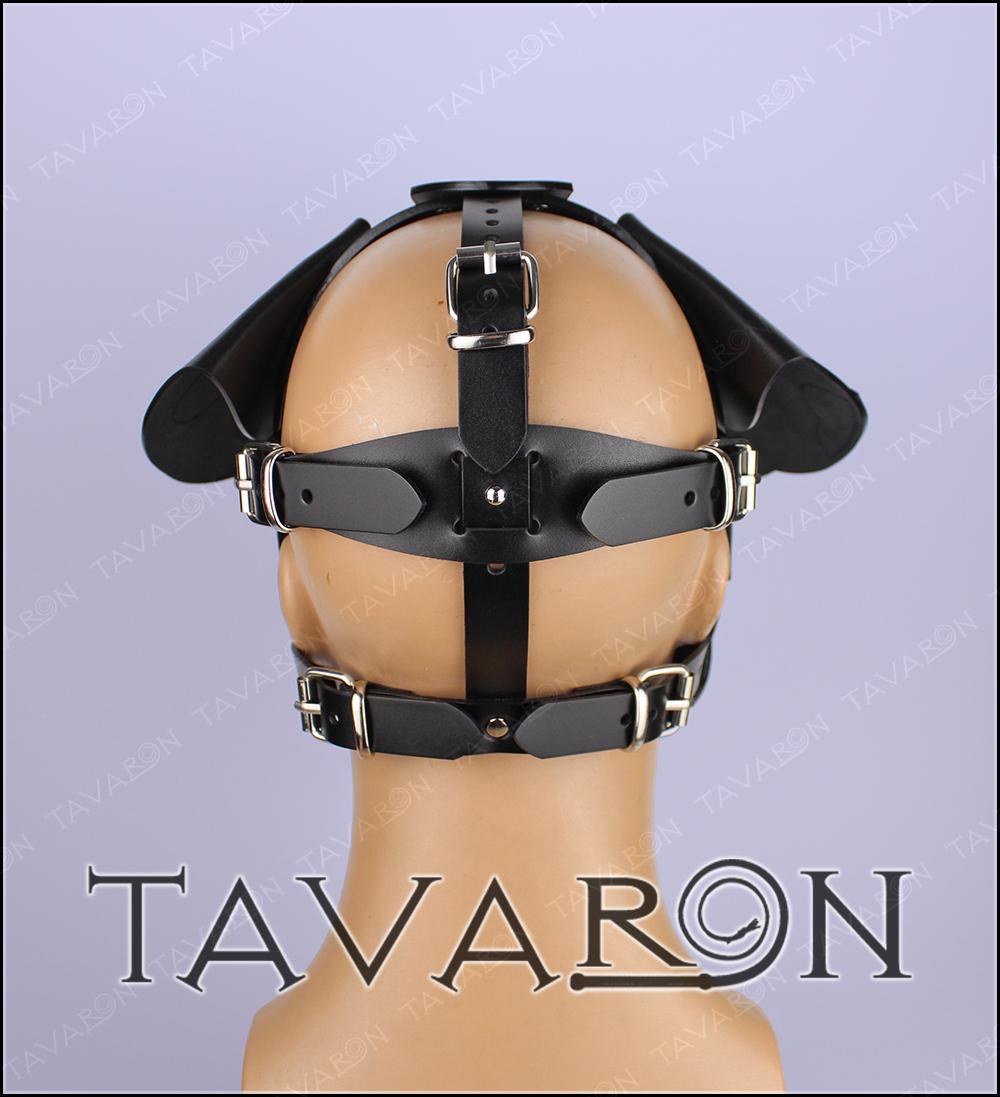 Leather dalmatian mask with moving jaw