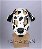 Leather dalmatian mask with moving jaw
