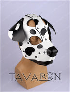 Leather dalmatian mask with moving jaw