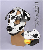 Leather dalmatian mask with moving jaw