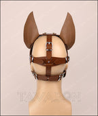Leather red doberman mask with moving jaw