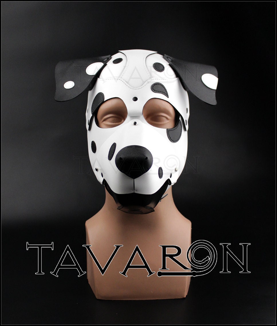 Leather dog mask Dalmatian