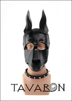 Black leather dog mask Doberman
