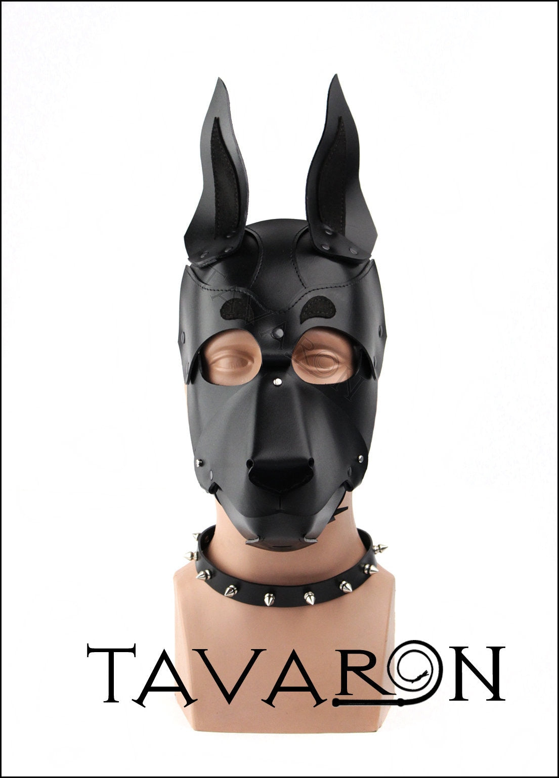 Black leather dog mask Doberman