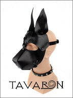 Black leather dog mask Doberman
