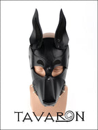 Black leather dog mask Doberman