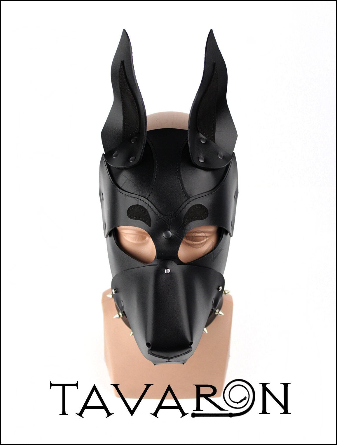 Black leather dog mask Doberman