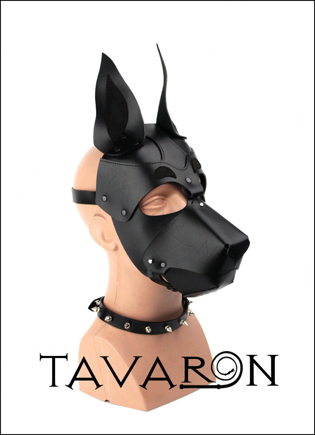 Black leather dog mask Doberman