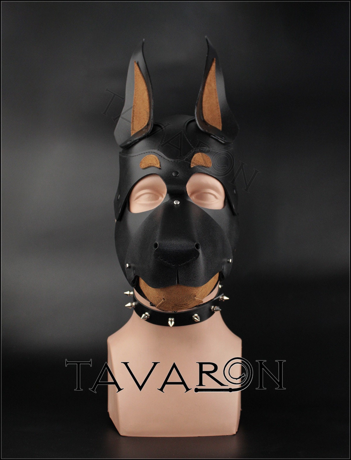 Leather dog mask Doberman