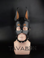 Leather dog mask Doberman