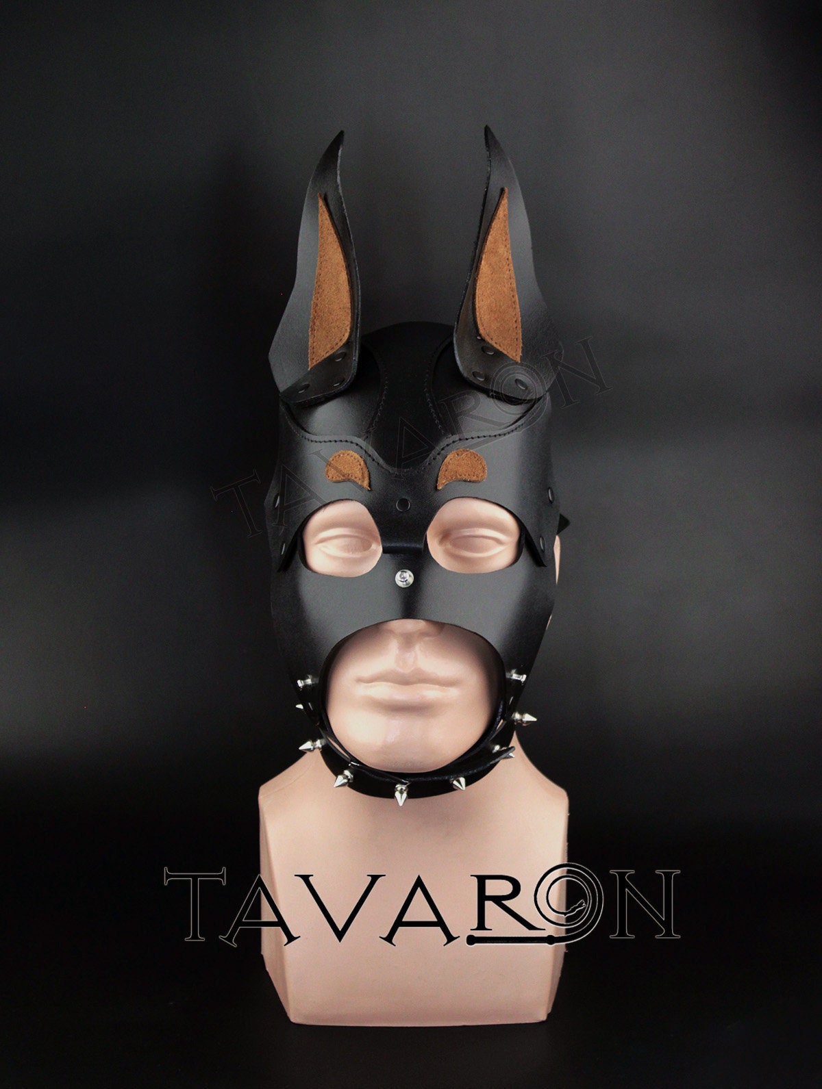 Leather dog mask Doberman