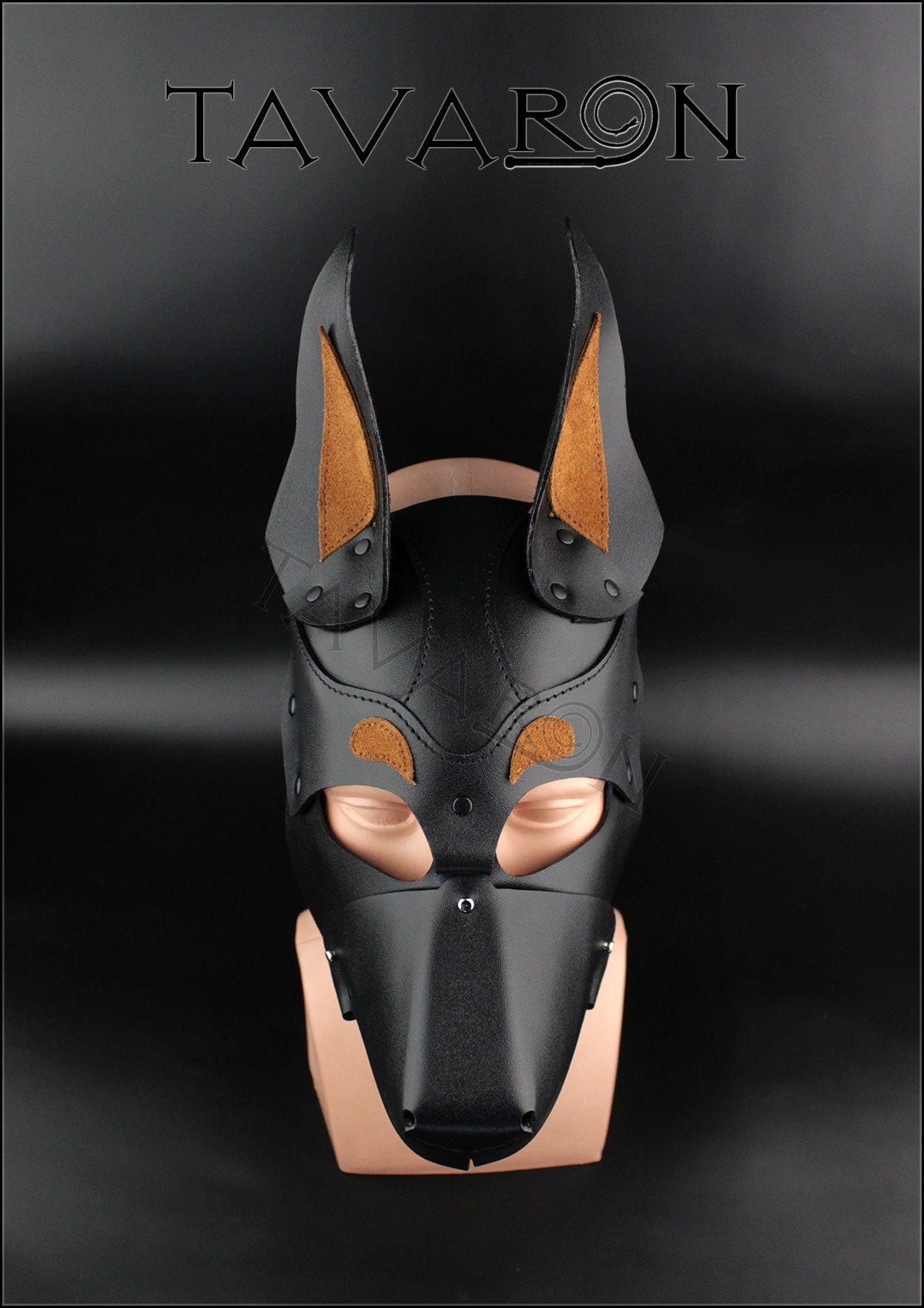 Leather dog mask Doberman