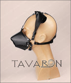 Leather dog mask with floppy ears