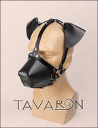 Leather dog mask with floppy ears