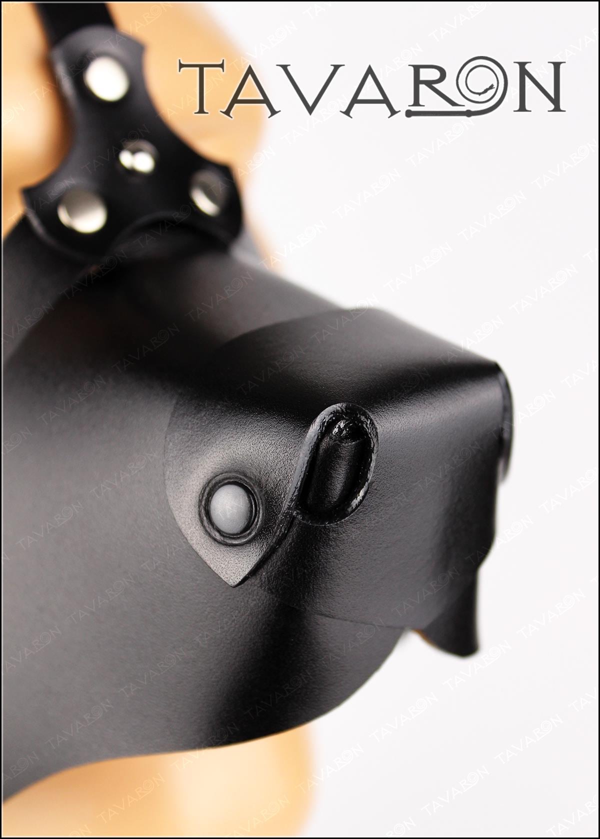 Leather dog mask with a half muzzle