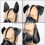 Leather dog mask with a half muzzle