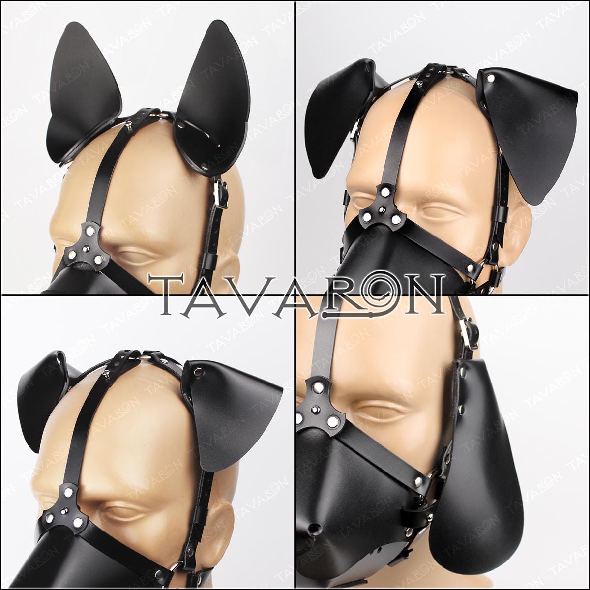 Leather dog mask with a half muzzle