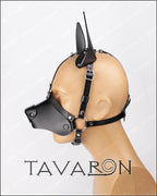 Leather dog mask with a half muzzle