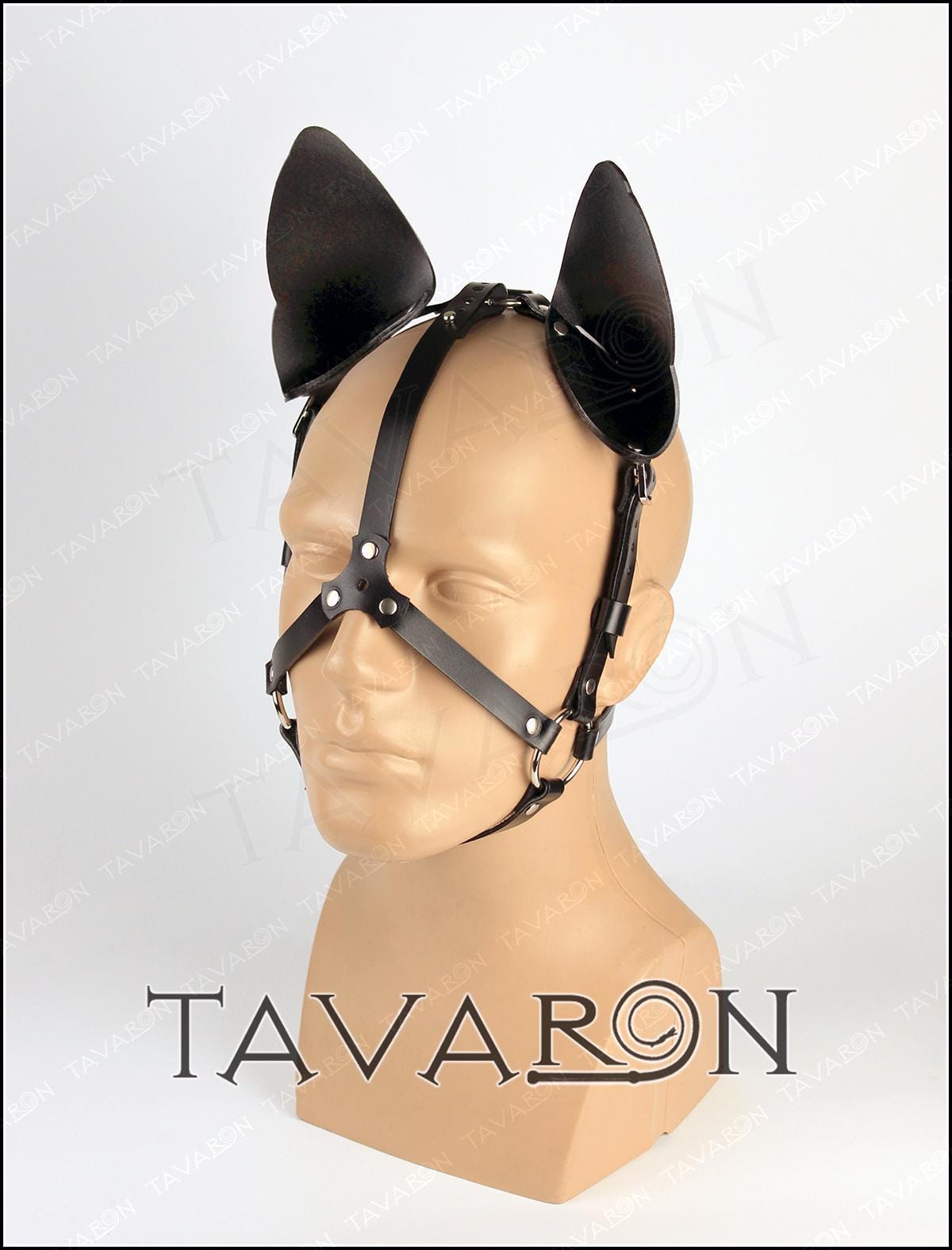 Leather dog mask with a half muzzle