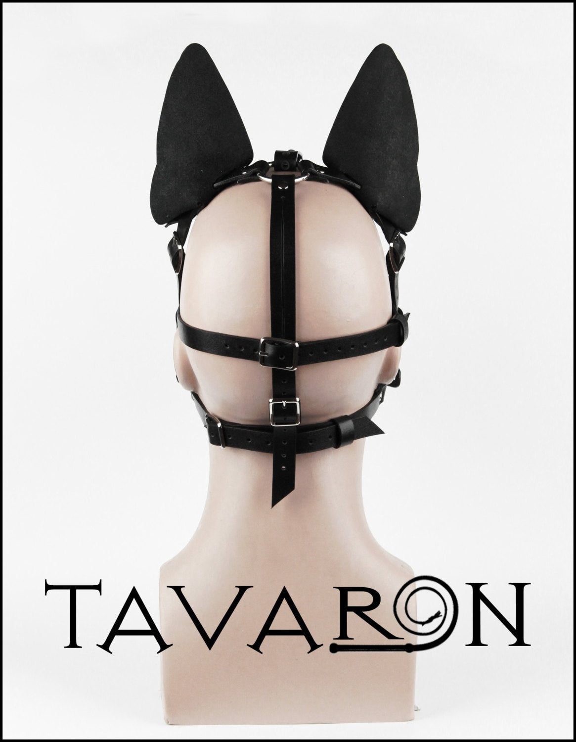 Leather dog mask with an open mouth muzzle