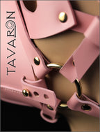 Pink leather dog mask with an open mouth muzzle