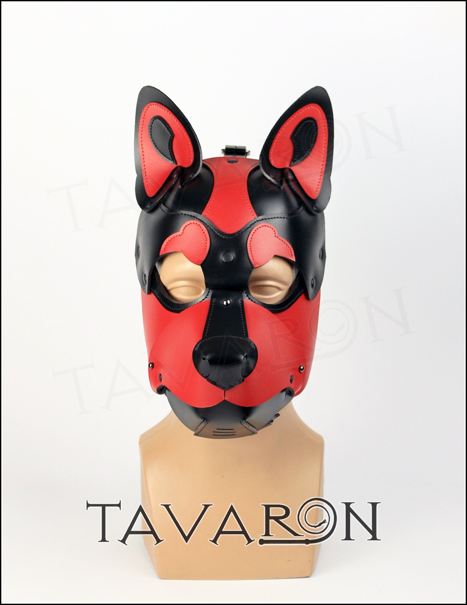 Leather pup hood dog mask