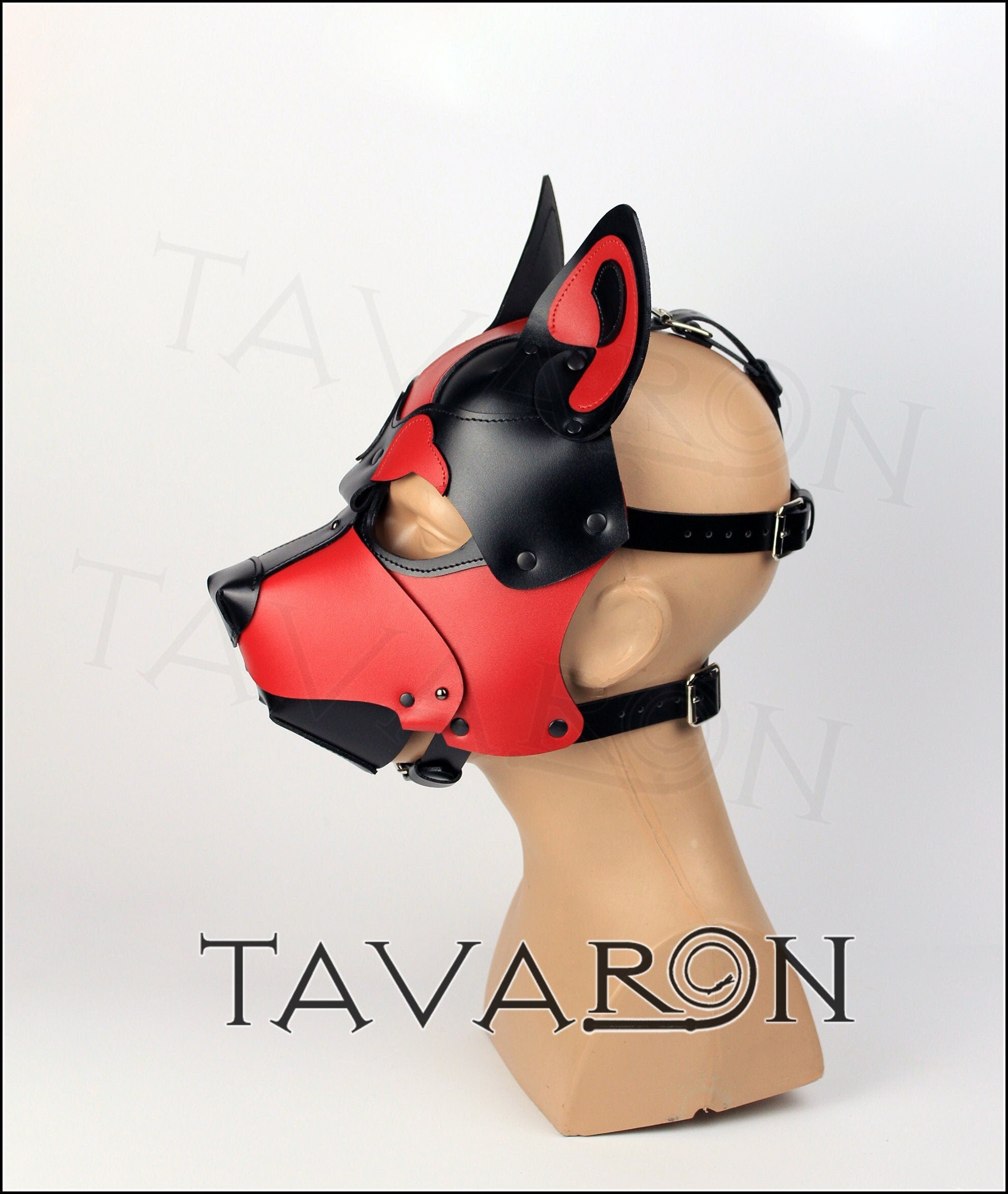 Leather pup hood dog mask