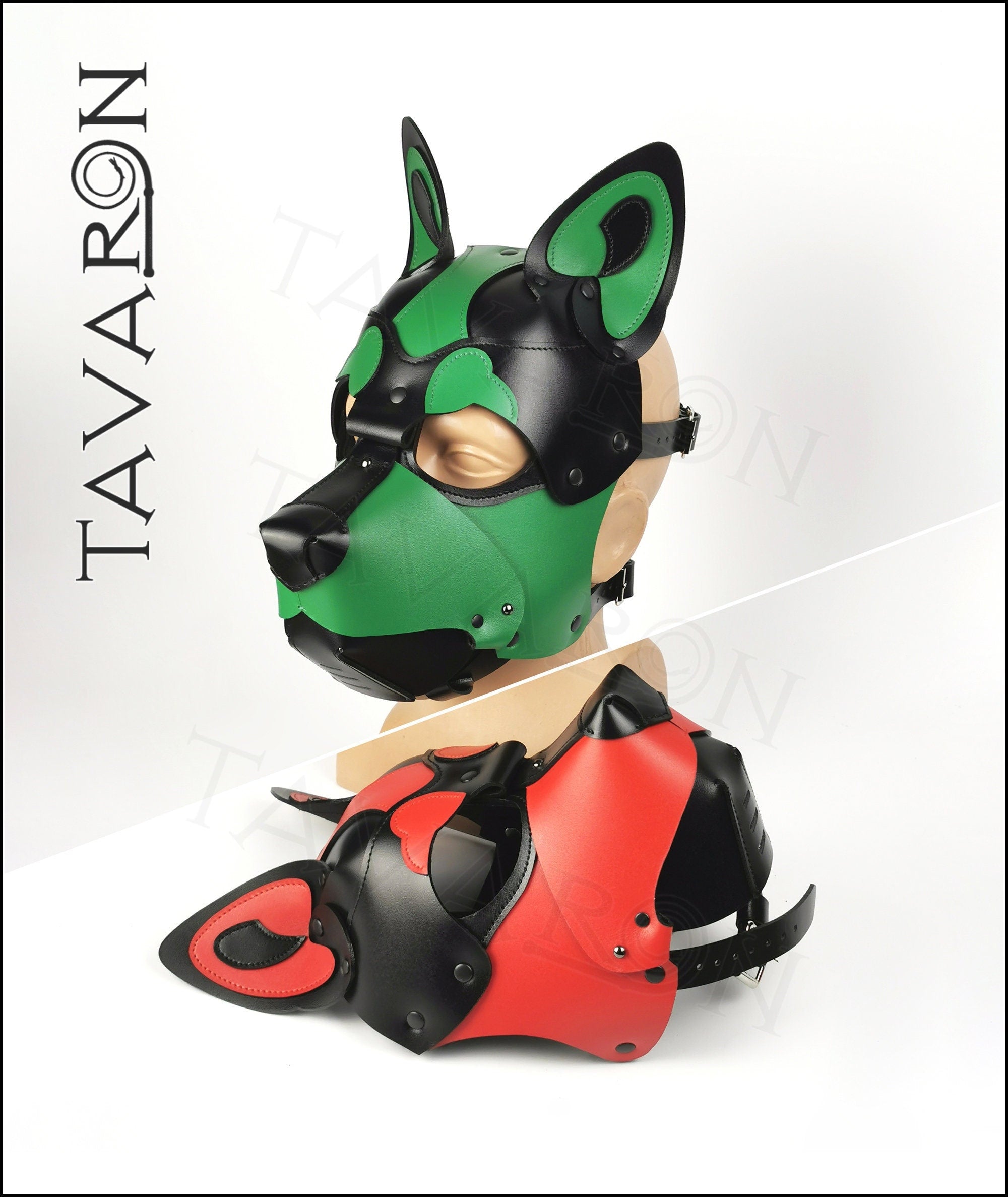 Leather pup hood dog mask