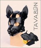 Leather grey fox mask with moving jaw