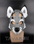 Leather grey fox mask with moving jaw