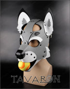 Leather grey fox mask with moving jaw