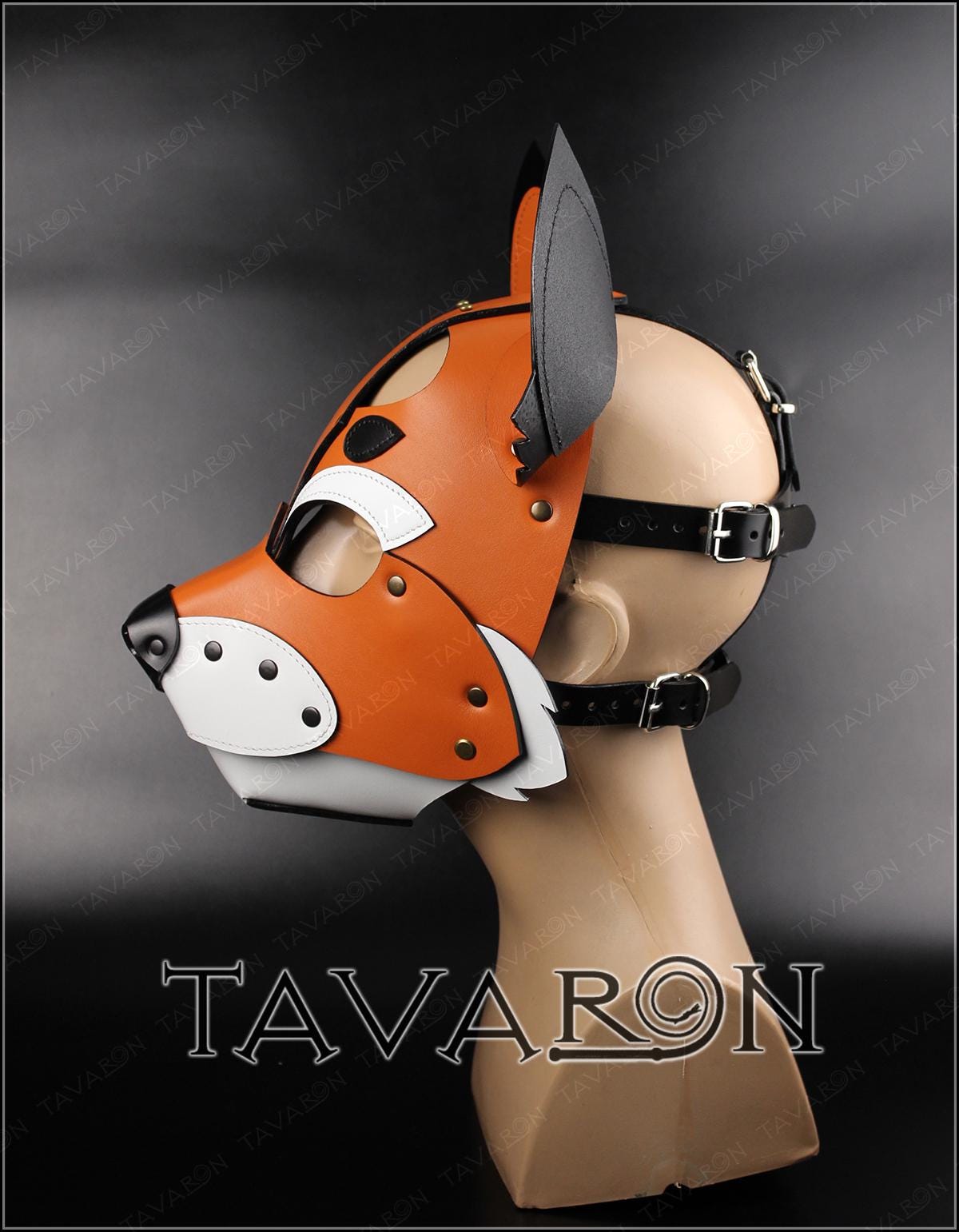 Leather fox mask with moving jaw
