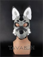 Leather grey fox wolf mask