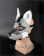Leather grey fox wolf mask