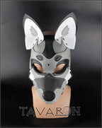 Leather grey fox wolf mask