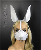 Leather harness bunny mask