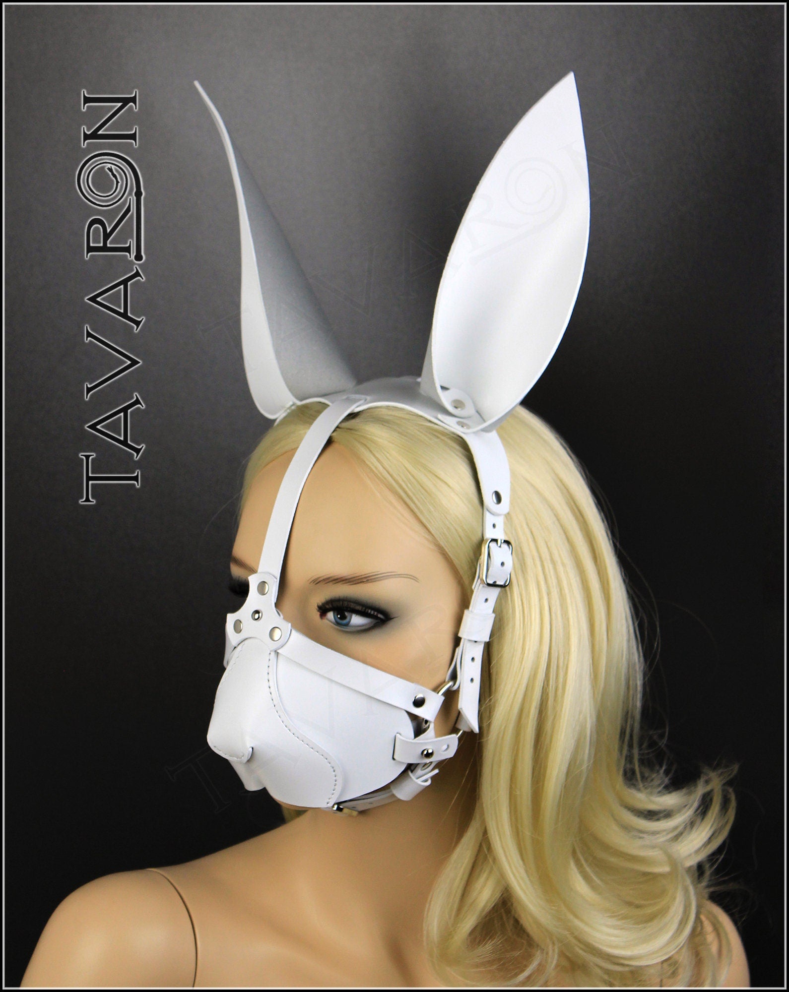 Leather harness bunny mask