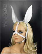 Leather harness bunny mask